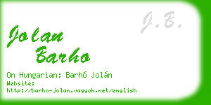 jolan barho business card